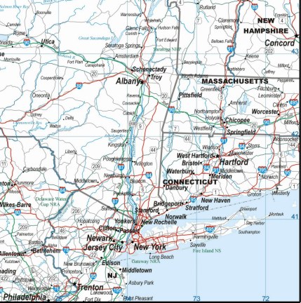 NEW YORK MAP MAJOR HIGHWAYS download to your computer
